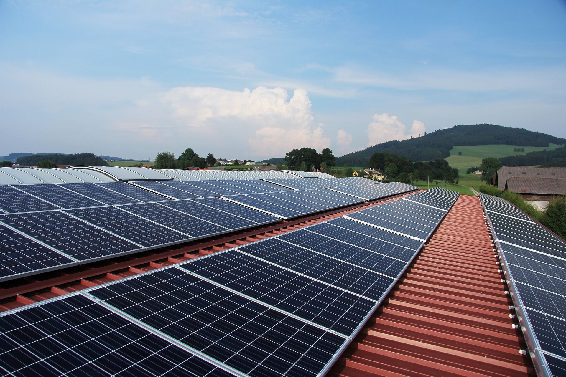 A Line of Solar Panels