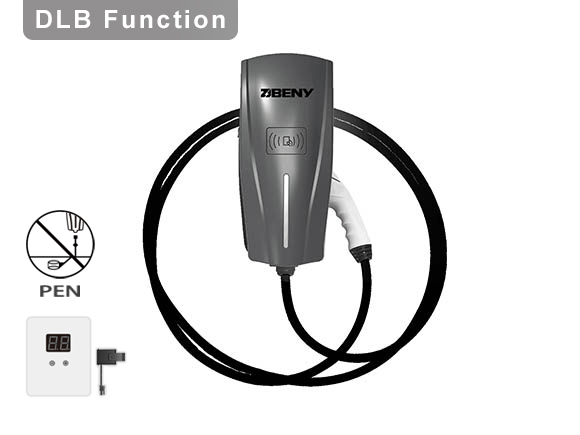 7KW EV CHARGER WITH DLB FUNCTION AND PEN FAULT DETECTION 1 PHASE HOME CHARGING STATION WITH CABLE