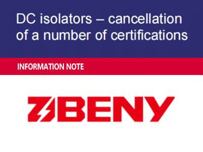 Information Note on DC isolators Cancellation of SAA certifications in Australia