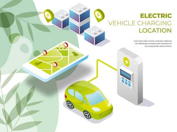 Electronic vehicle charging station is seen on the app map