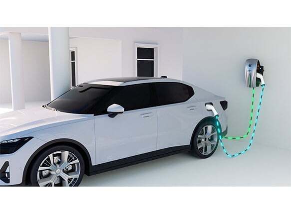 A car being charged by an EV Charger
