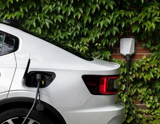 An electric car being charged