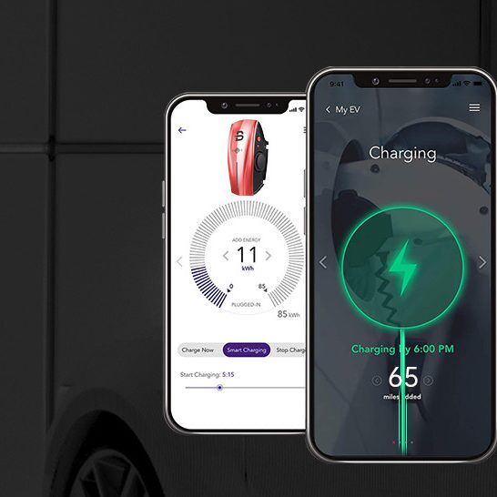 An EV charger charging status