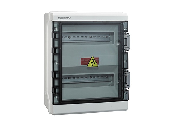 A 26-way modular enclosure box with a transparent door