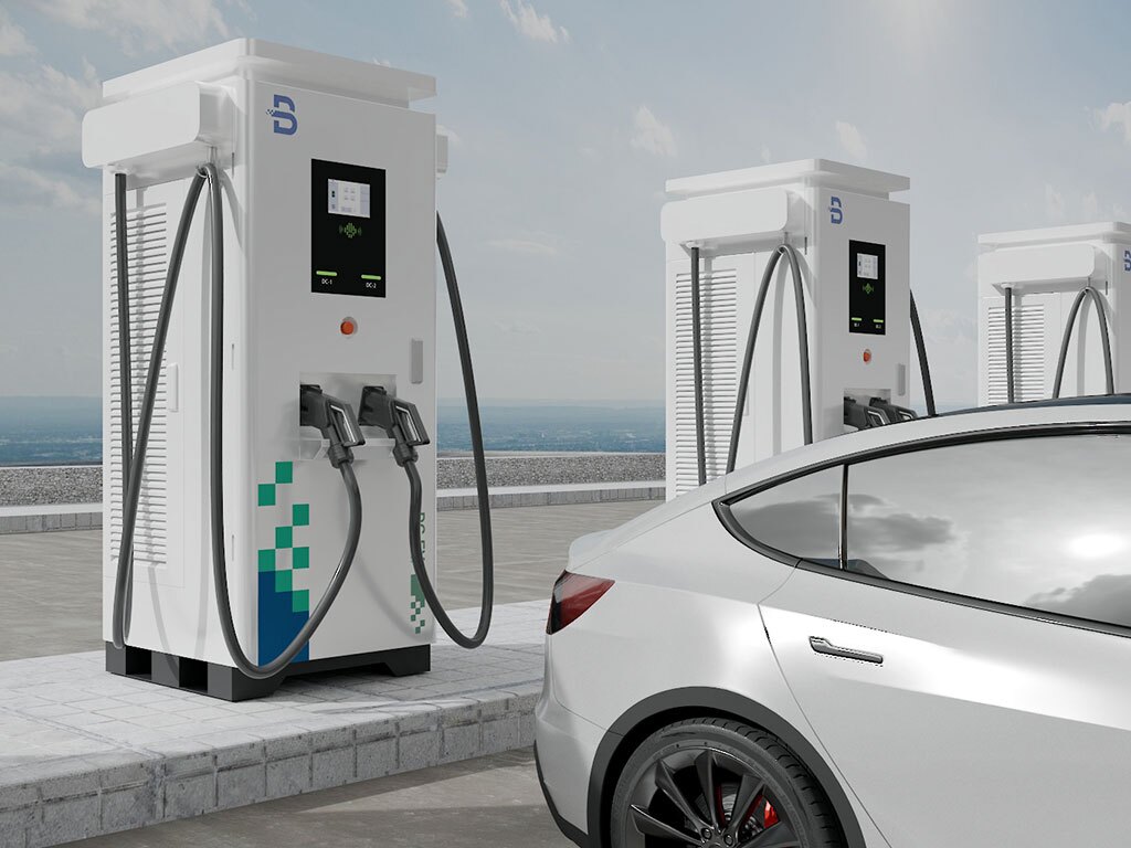 A black electric car