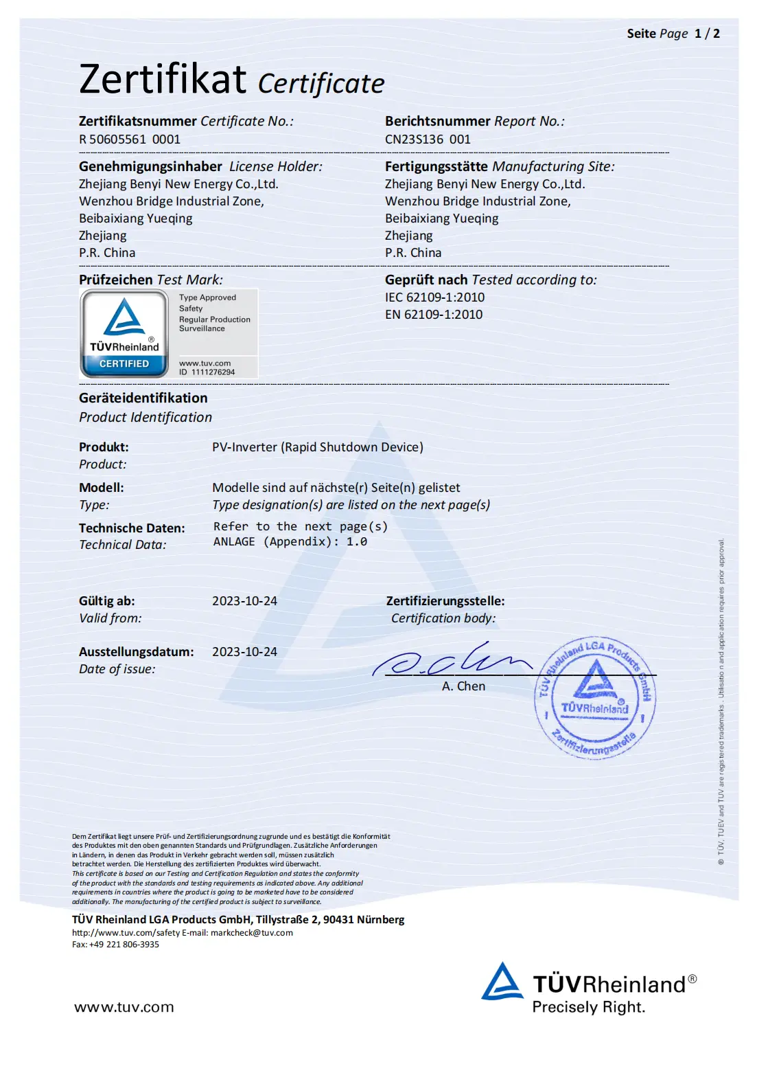 rapid shutdown CE certified