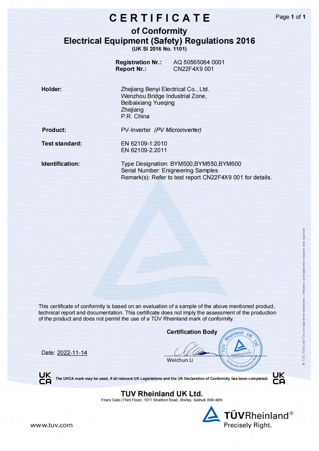 micro inverter UKCA LVD