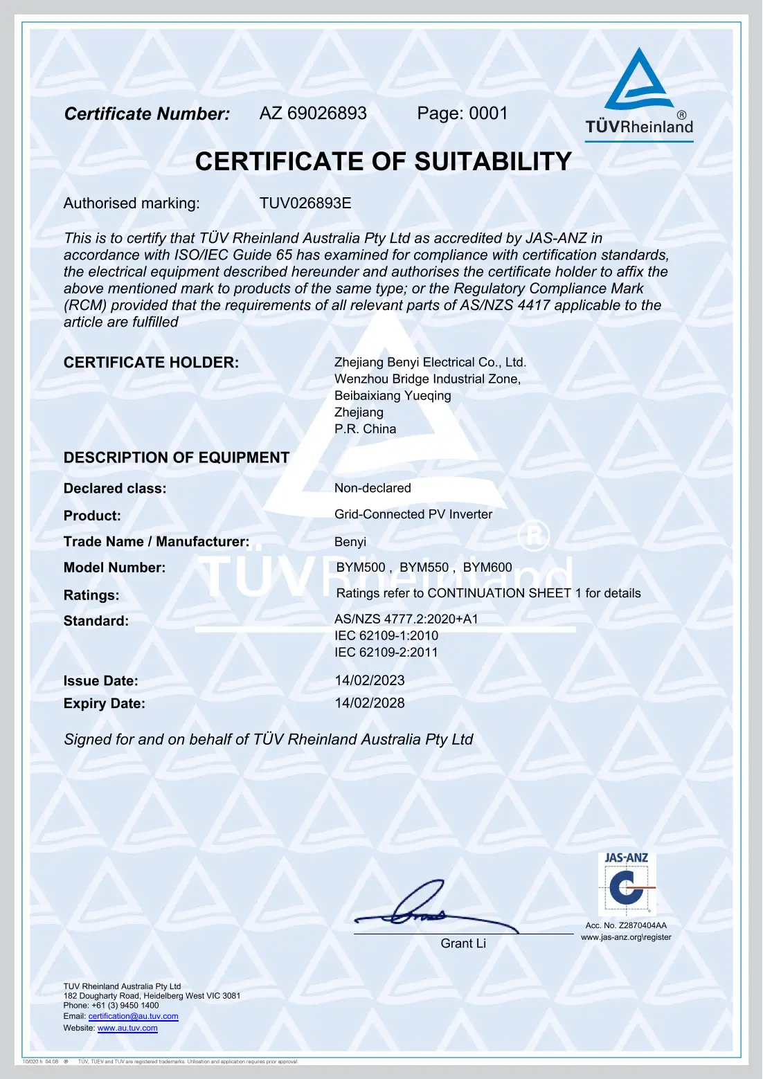 micro inverter AS 4777.2