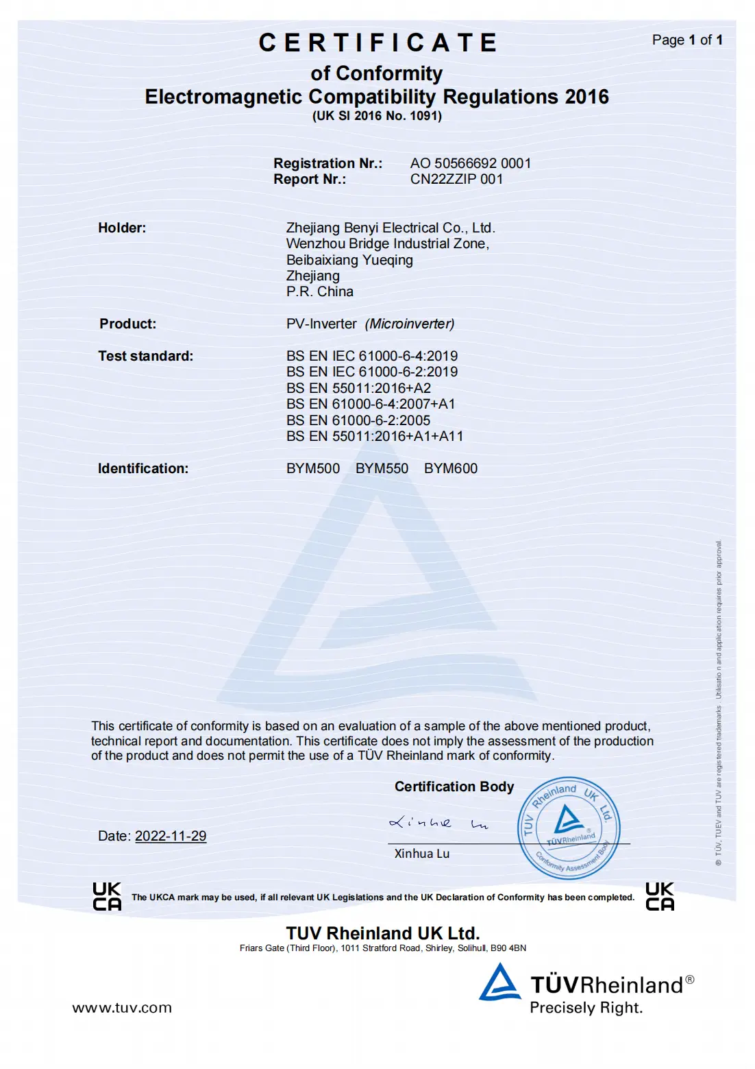 micro inverter UKCA EMC