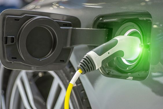 An electric car charging spot