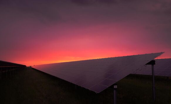 Solar panel setup on a residential area