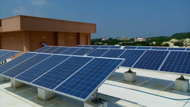 Solar panels on building roof